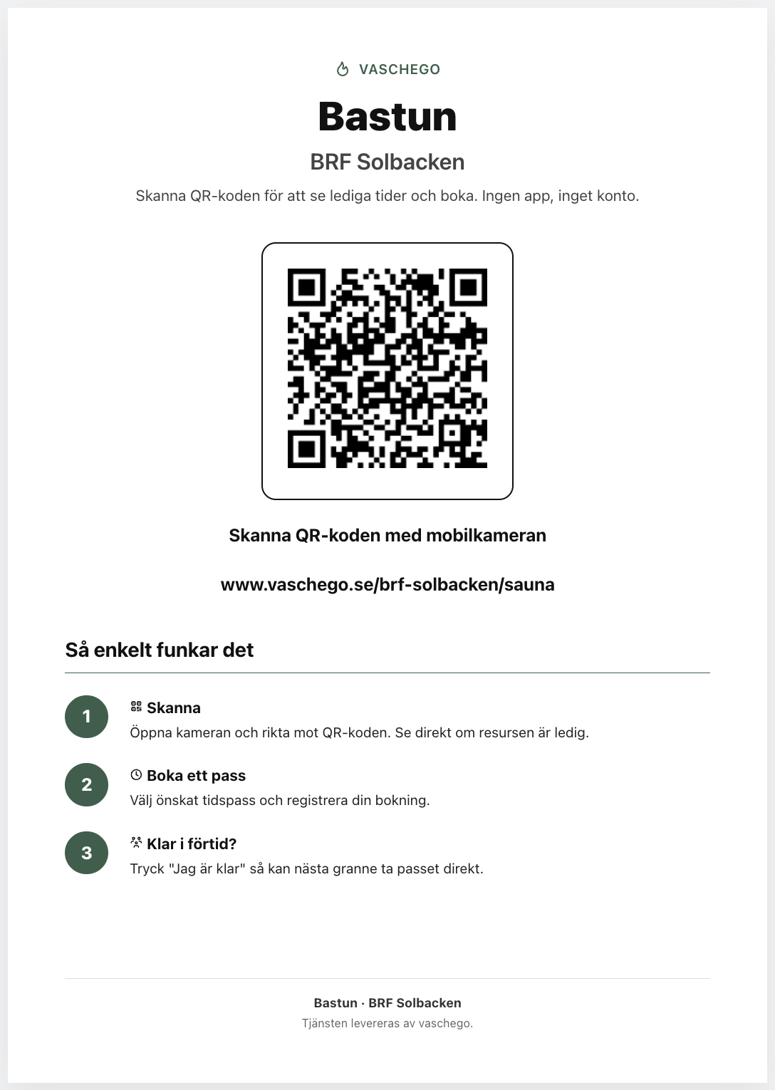 QR-affischen för en resurs, redo att skrivas ut