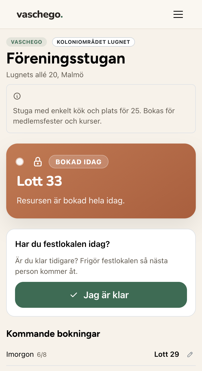 Föreningsstugans bokningssida