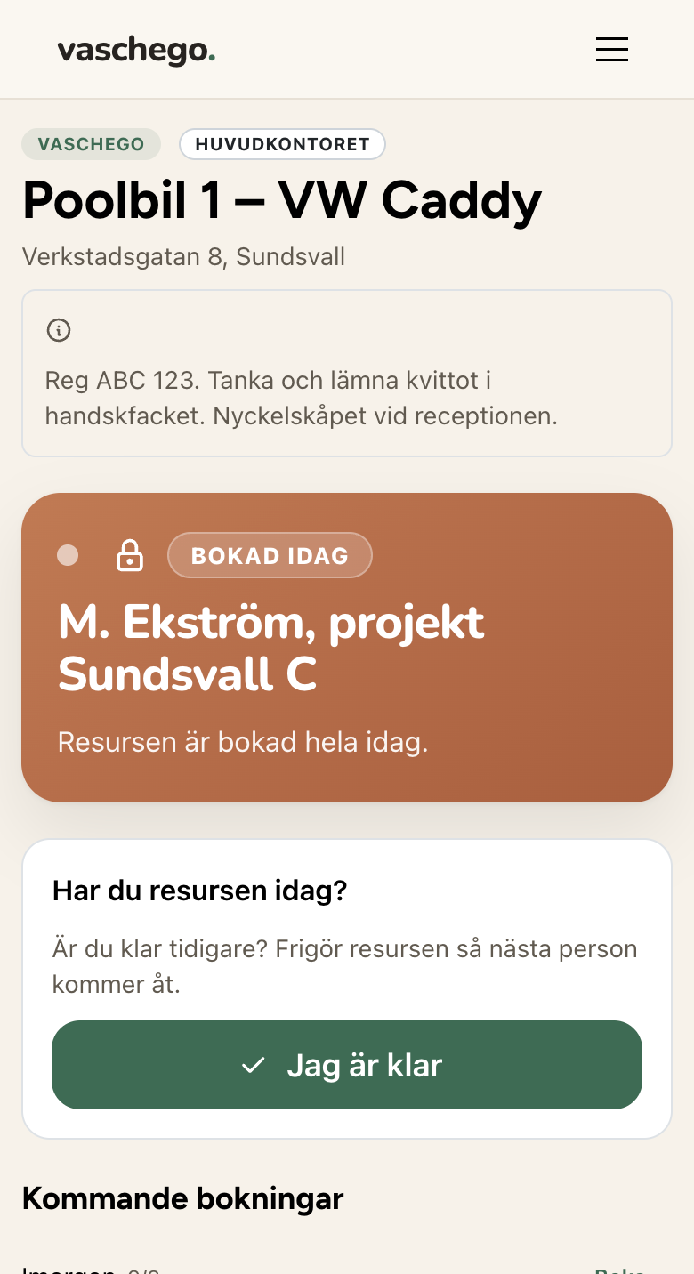 Poolbilens bokningssida