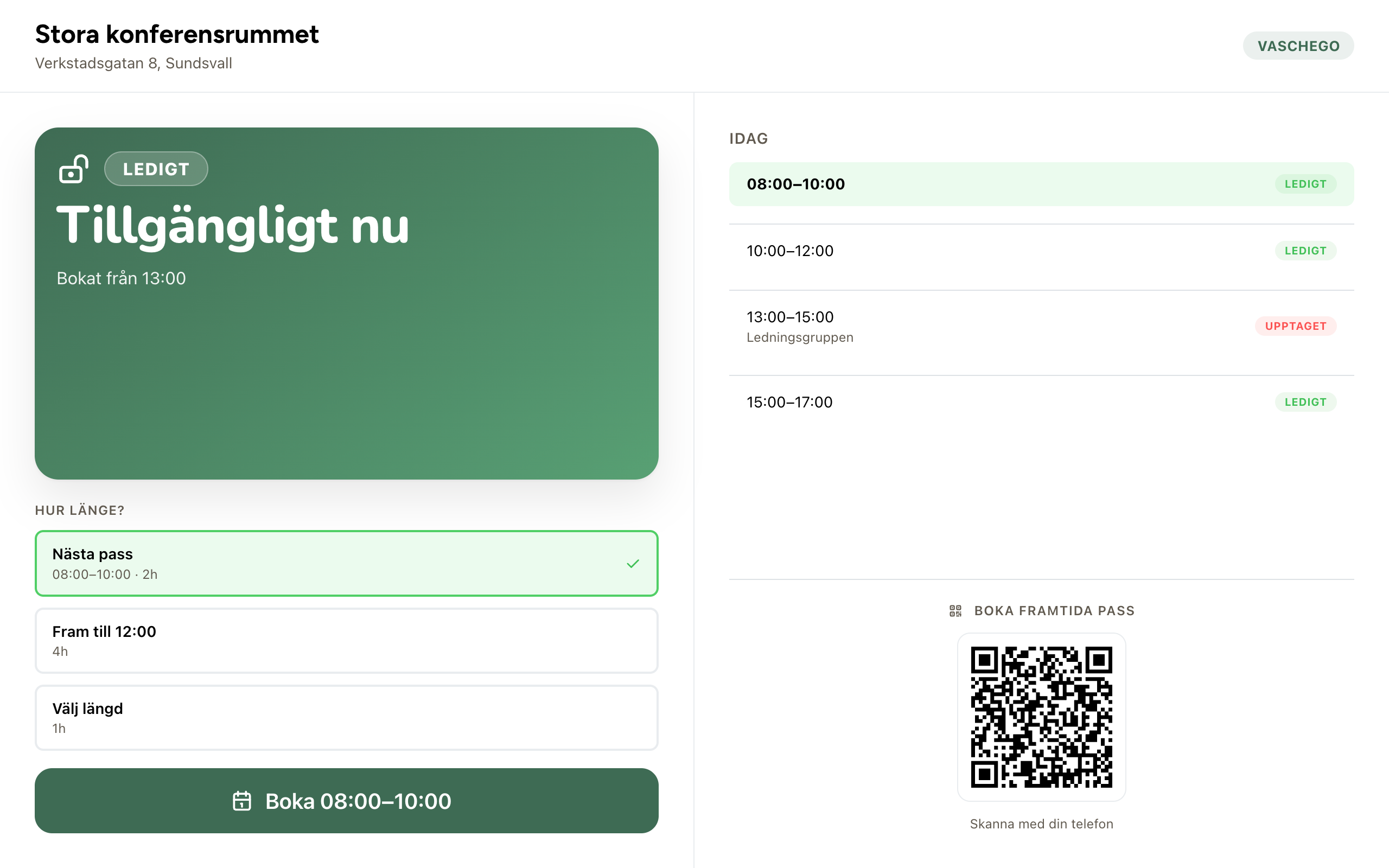 Kioskvyn för konferensrummet