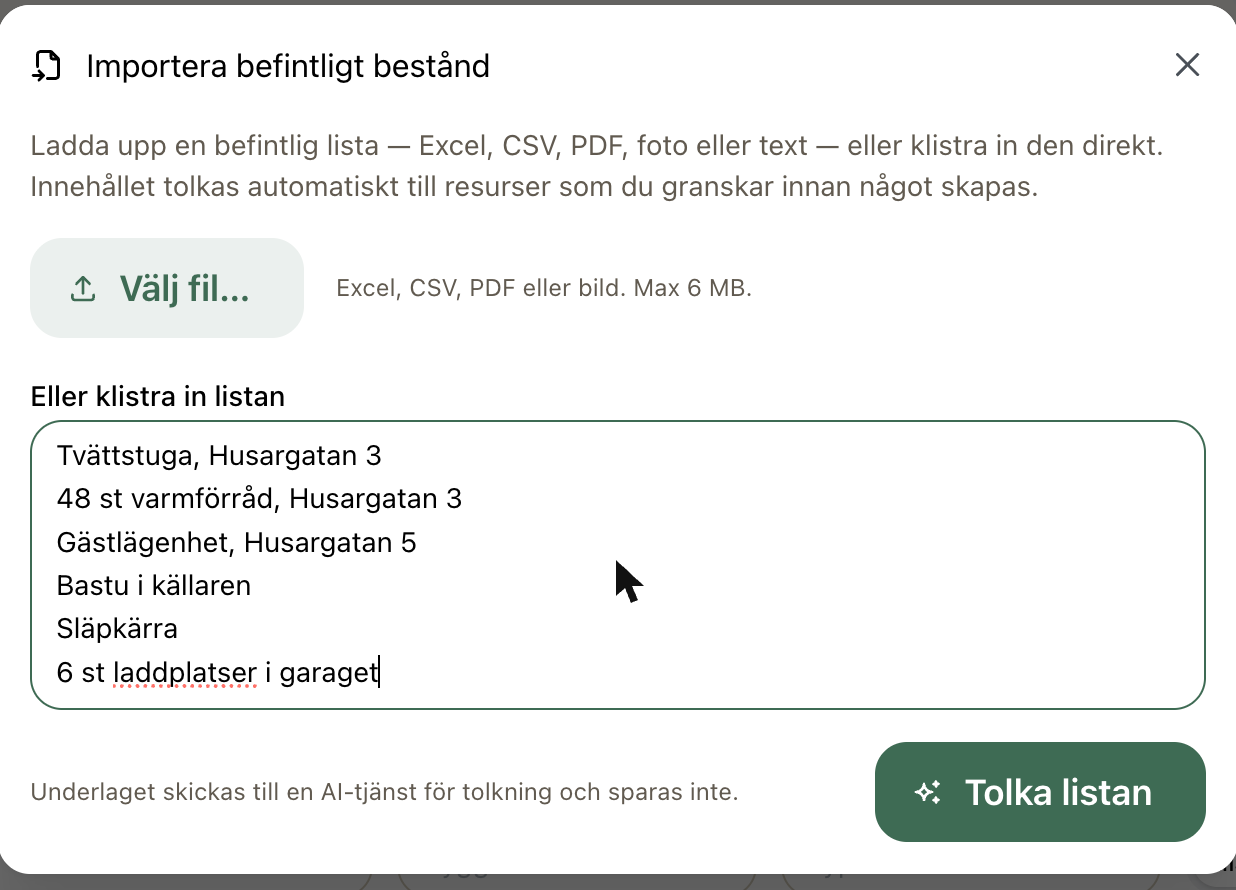 Ladda upp eller klistra in